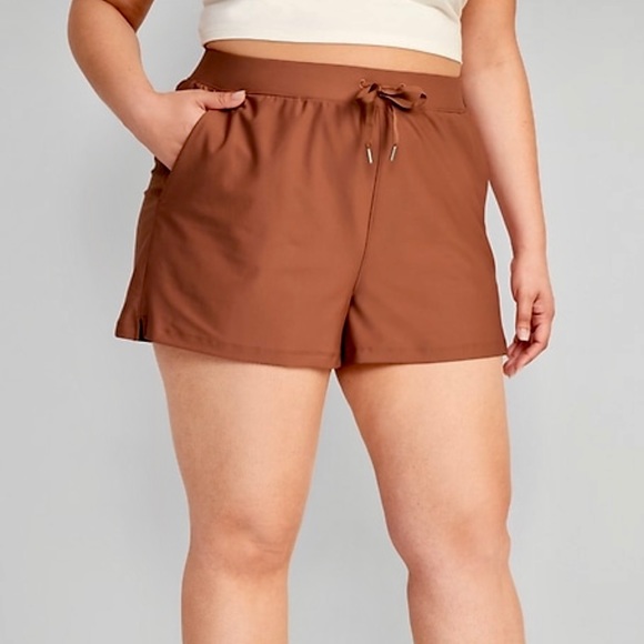 Bundle Old Navy High-Waisted PowerSoft Shorts Size L in Black and Rust 3” inseam - Picture 6 of 9